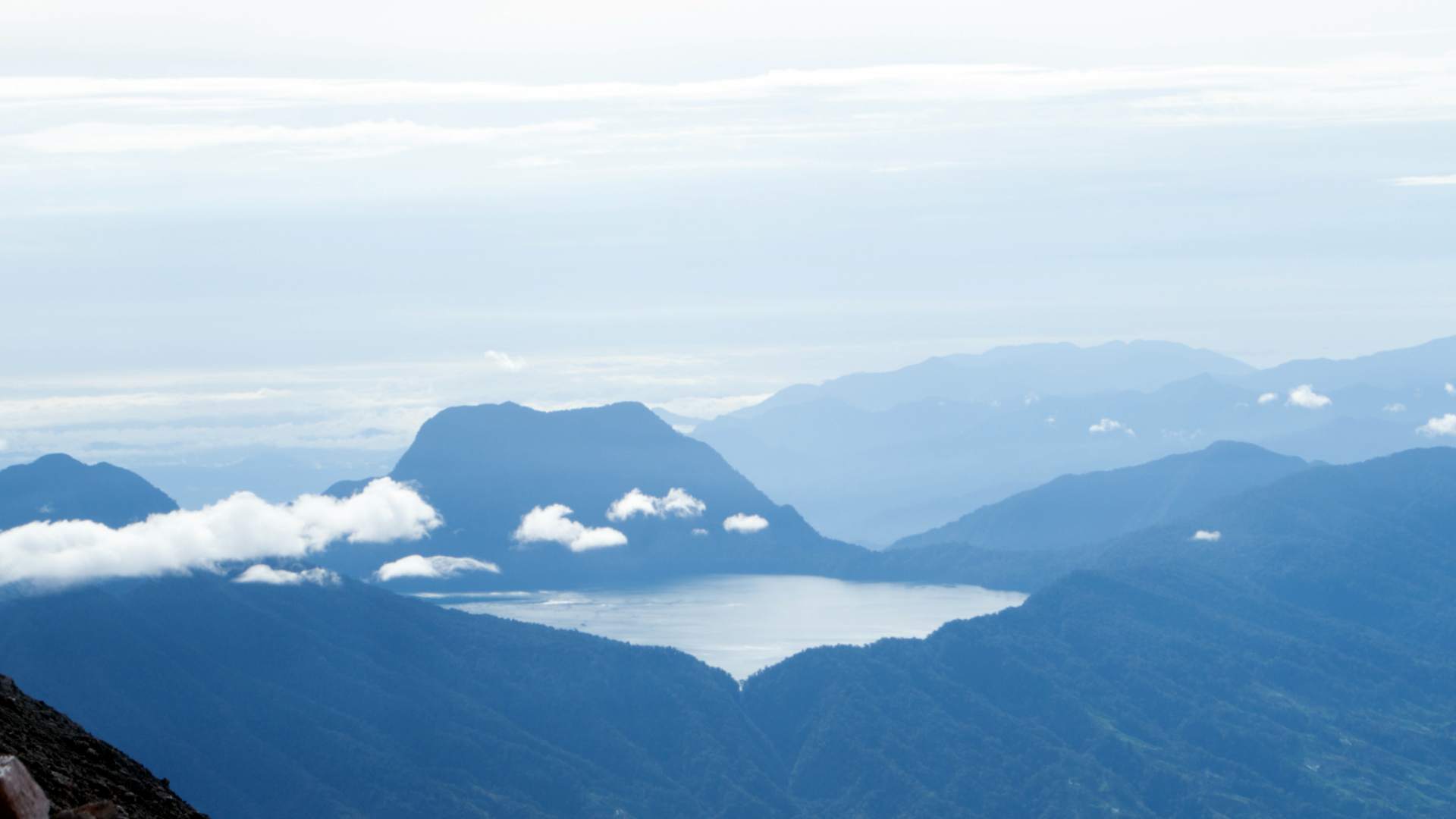 View of Lake Gunung Tujuh from Mount Kerinci