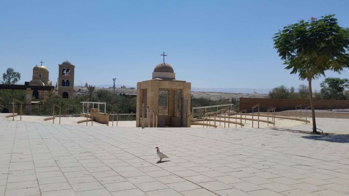 Israel itinerary- Jordan River baptism site- the Chapel and a dove