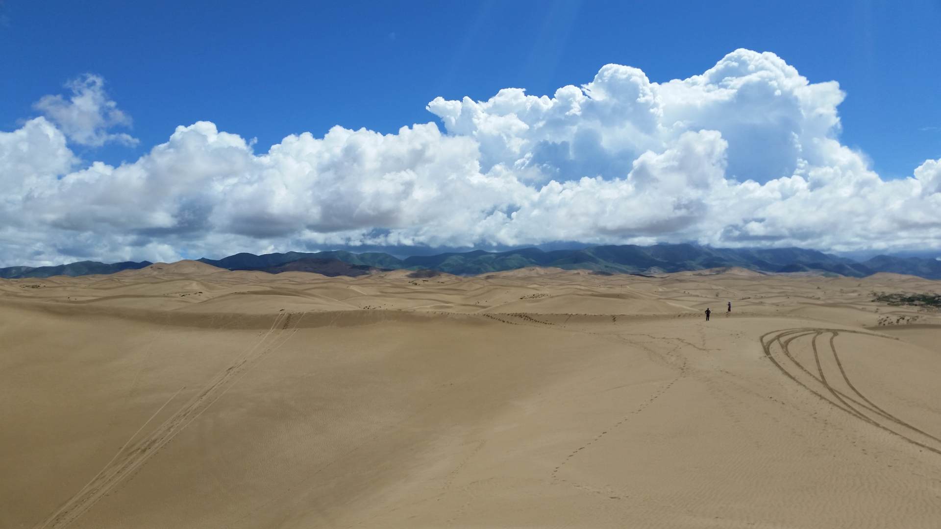 Golden sand desert, northeast of Qinghai lake