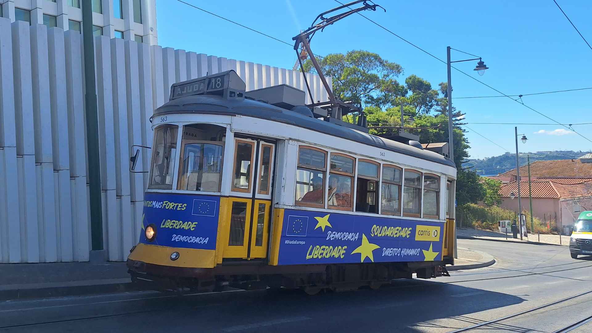 A small traditional tram in Lisbon