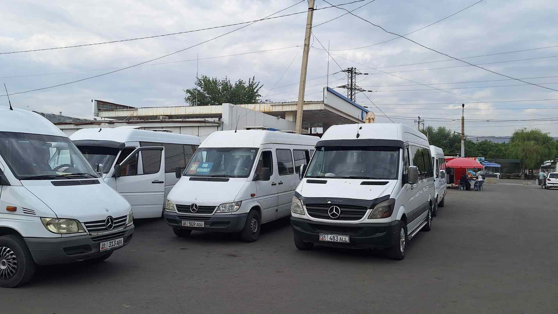 Marhsrutkas in a bus station