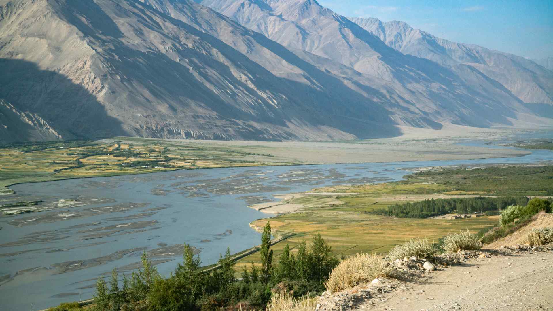 The confluence of Wakhan and Pamir rivers- the beginning of Panj River