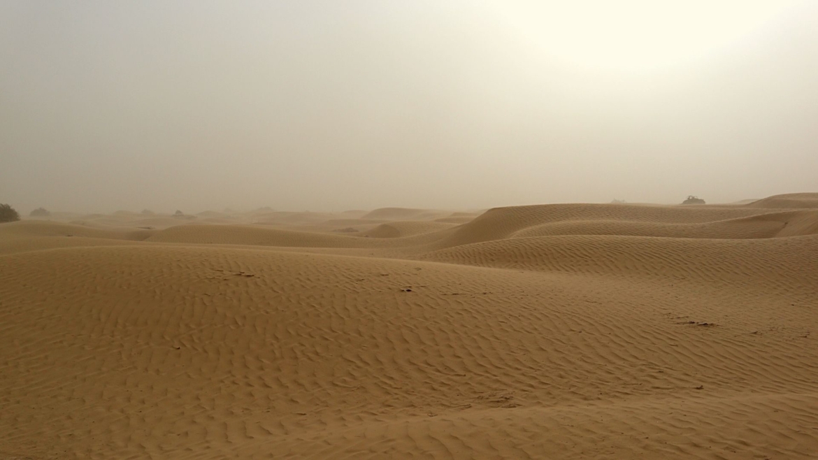Xinjiang travel- Sand storm in Taklamakan Desert