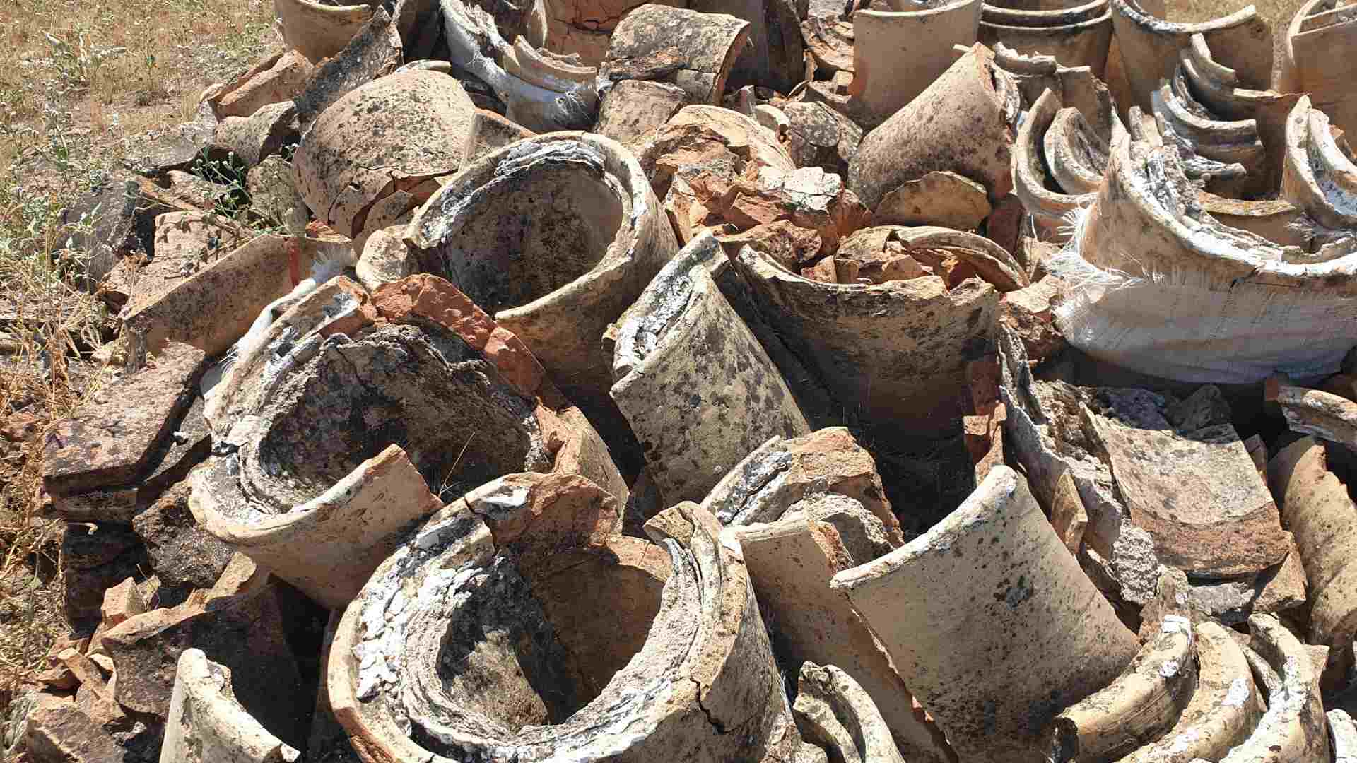 The remnant of the lukewarm water inside the ancient water pipes