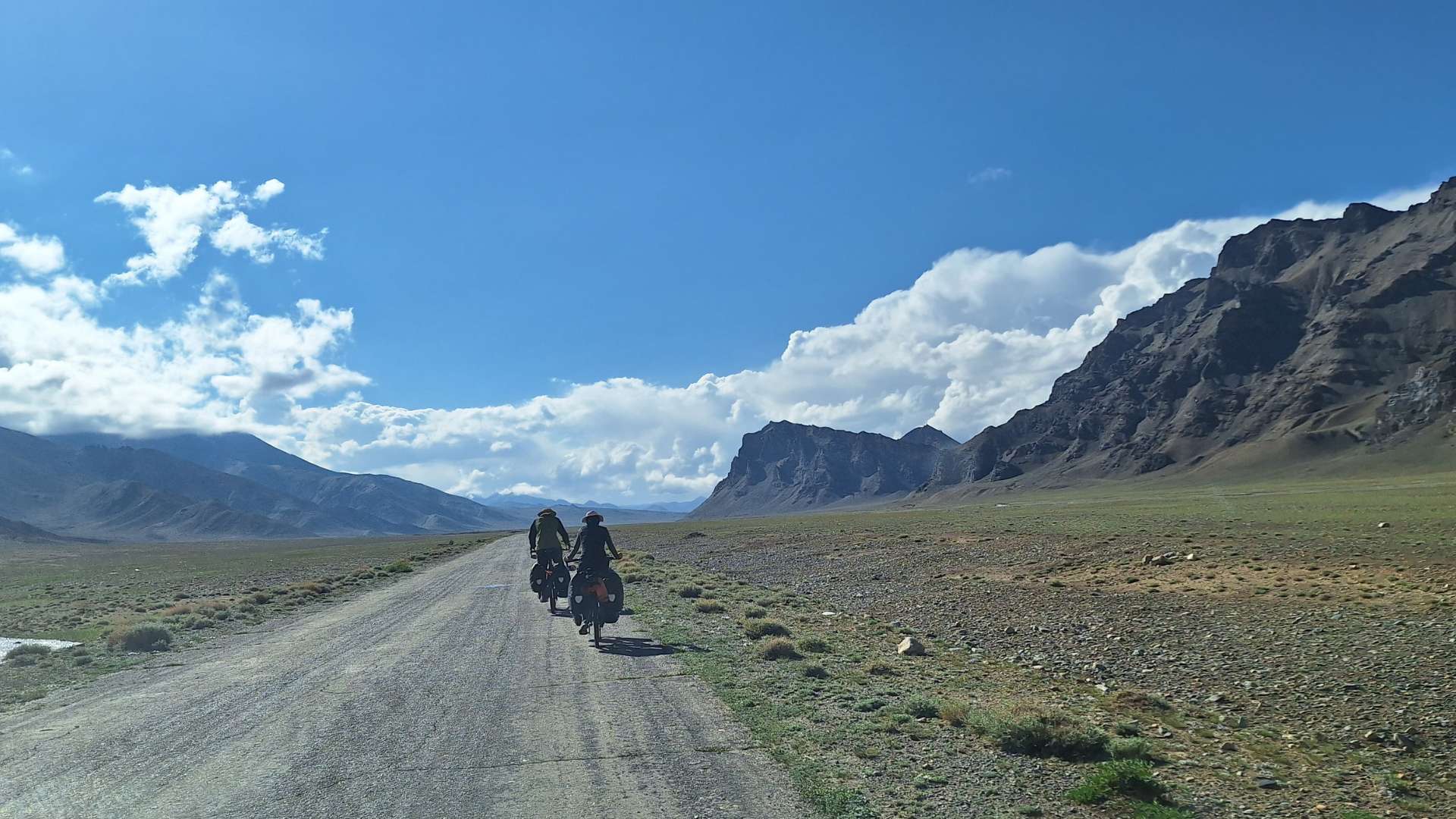 Bike travelers on the Pamir Highway