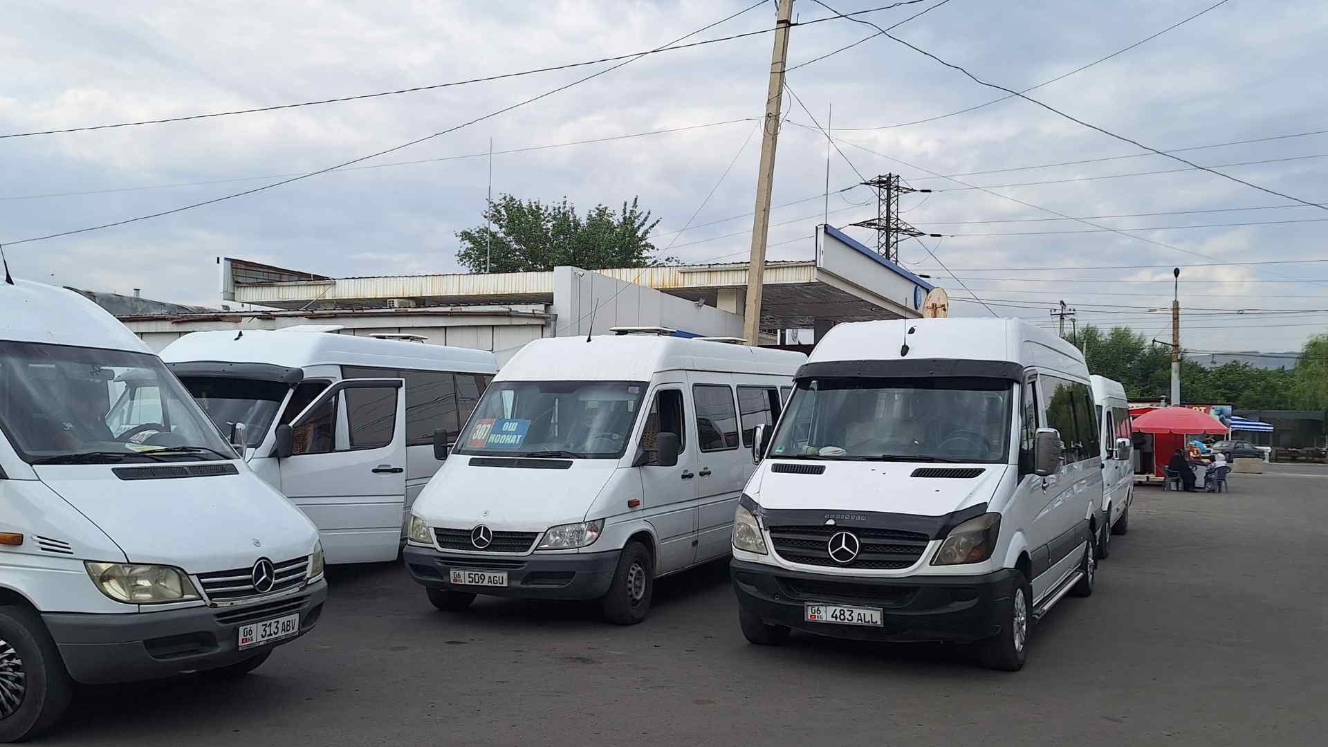 Marshrutkas in the New Avtovokzal, Osh